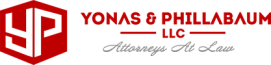 Red and white logo for "Yonas & Phillabaum LLC Attorneys At Law" with stylized "YP" initials inside a hexagon on the left.