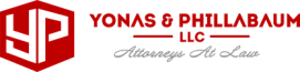 Red and white logo for "Yonas & Phillabaum LLC Attorneys At Law" with stylized "YP" initials inside a hexagon on the left.
